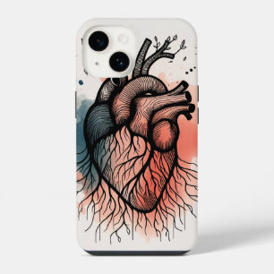 Coque Pour iPhone 14 Coeur racine de l'arbre - Art de la ligne d'âme
