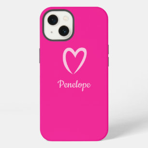Etui iPhone 13 Cœur Rose Chaud Nom Minimaliste
