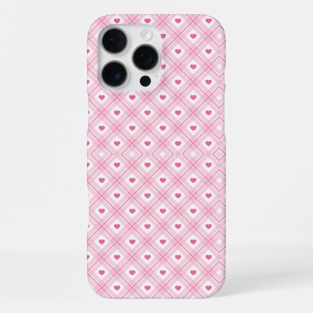Coque iPhone Coeur rose Plaid (Verso)