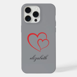 Coque iPhone 15 Pro Max cœur rouge forme fond coloré personnalisé