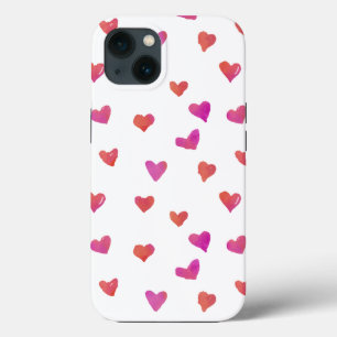 Etui iPhone 13 Cœurs à l'aquarelle