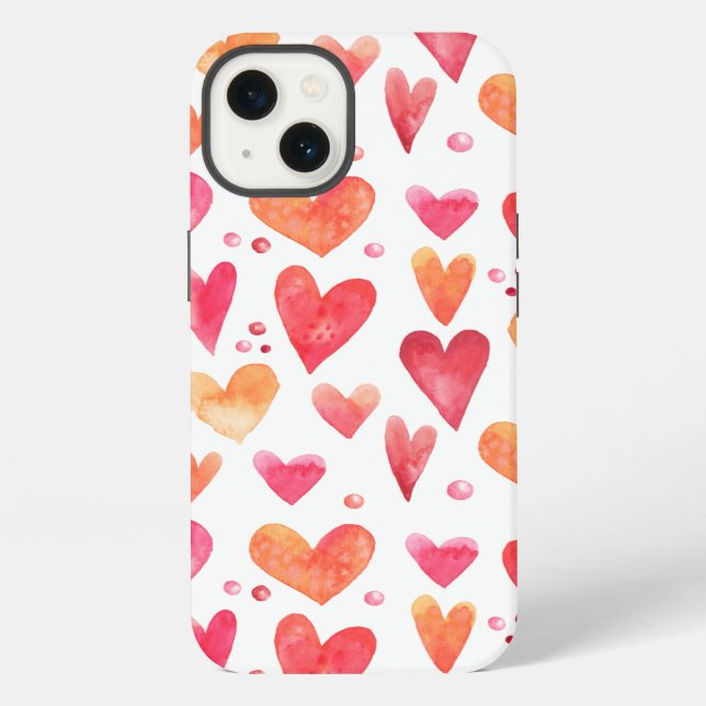 Coque iPhone Cœurs aquarelle (Verso)