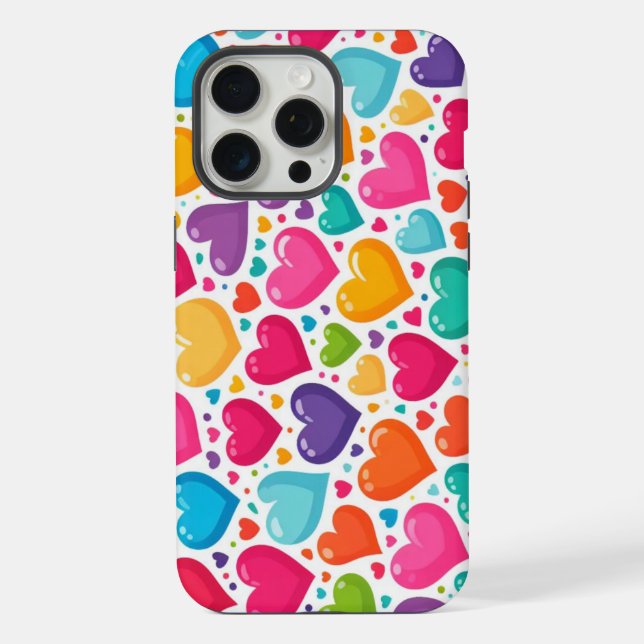 Coque iPhone Coeurs arc-en-ciel colorés Valentines (Verso)