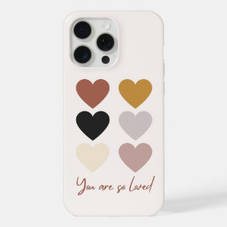 Coque iPhone 15 Pro Max Cœurs Boho Citation Positive d'Amour Vous êtes tel