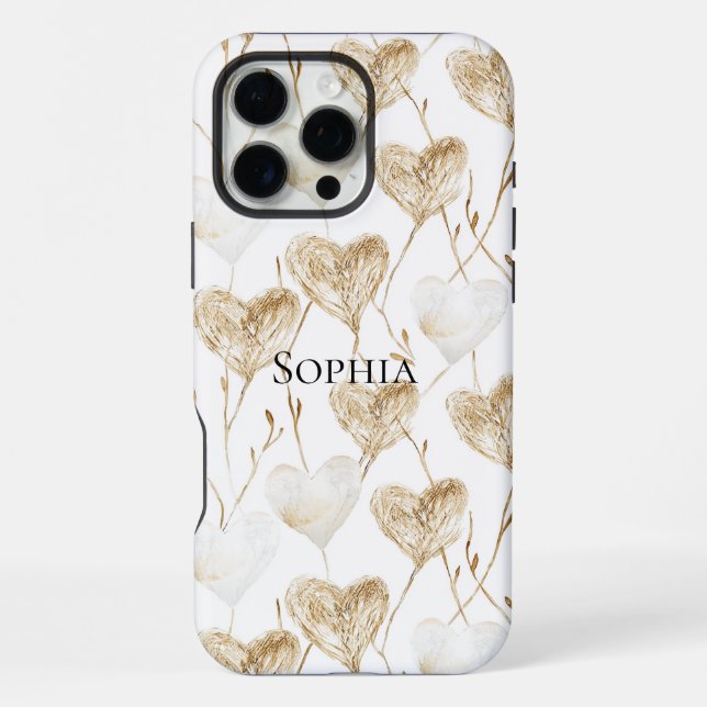 Coque iPhone Coeurs Boho de crème Brown (Verso)
