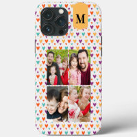 Cœurs Colorés Monogramme Personnalisé 4-Photos