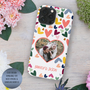 Coque iPhone 16 Pro Max Cœurs d'art Orange Violet Menthe Verte Rose Bleu