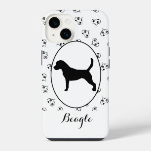 Coque Pour iPhone 14 Cœurs de Beagle et empreintes de pattes