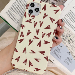 Coque iPhone 15 Pro Cœurs de la Saint-Valentin Burgundy & Crème Minima