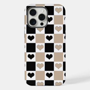 Coque iPhone 15 Pro Max Coeurs de tableau de bord en format, noir et blanc