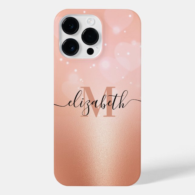 Coque iPhone Coeurs d'or rose (Verso)