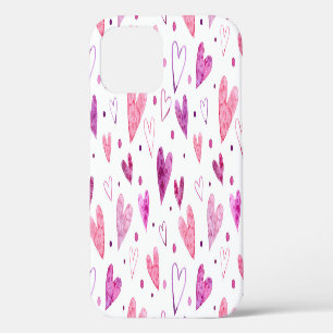 Coque iPhone 12 Coeurs et Pois roses : Plaisir romantique.
