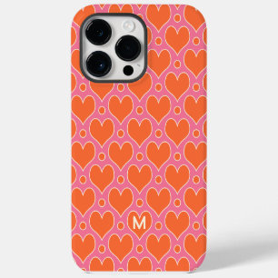 Coque Pour Pour iPhone 14 Pro Max Cœurs Love et motif à pois en rose, orange