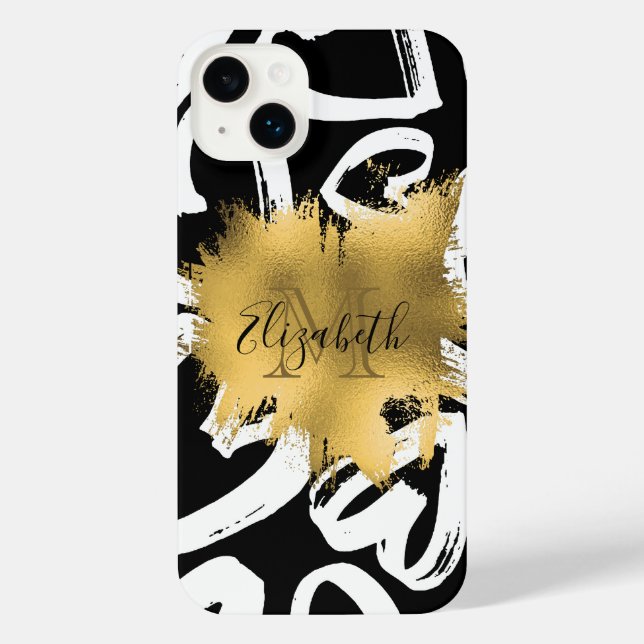 Coque iPhone Coeurs Motif et Golden Foil (Verso)