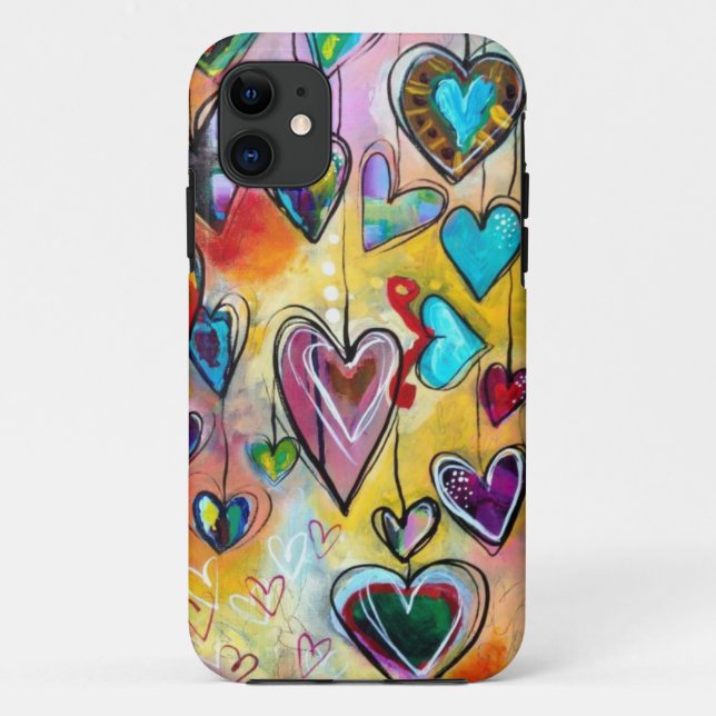 coque iphone - Coeurs multicolores (Dos)