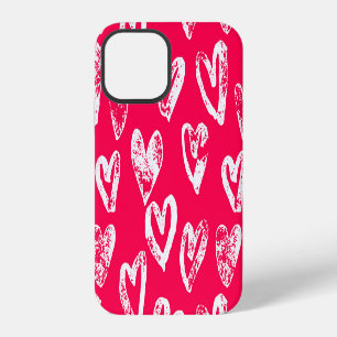 Coque iPhone 12 Cœurs roses de la Saint-Valentin : Fond de croquis