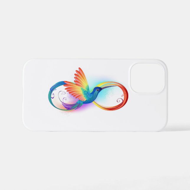 Coque iPhone Colibri arc-en-ciel avec symbole Infinity (Verso Horizontal)