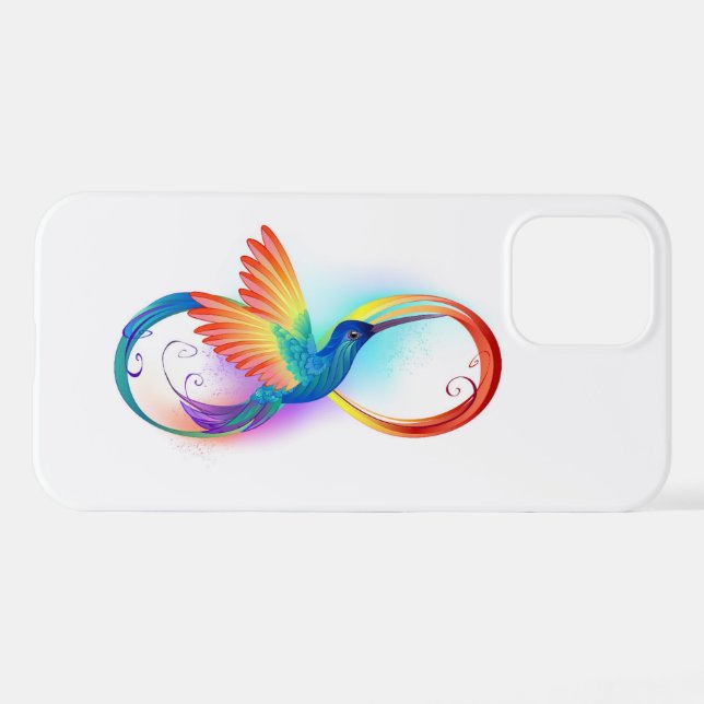 Coque iPhone Colibri arc-en-ciel avec symbole Infinity (Verso Horizontal)