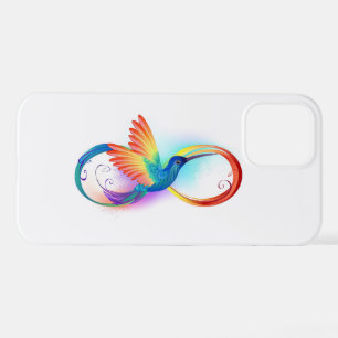 Coque iPhone 12 Pro Colibri arc-en-ciel avec symbole Infinity