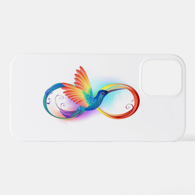 Coque iPhone Colibri arc-en-ciel avec symbole Infinity (Verso Horizontal)