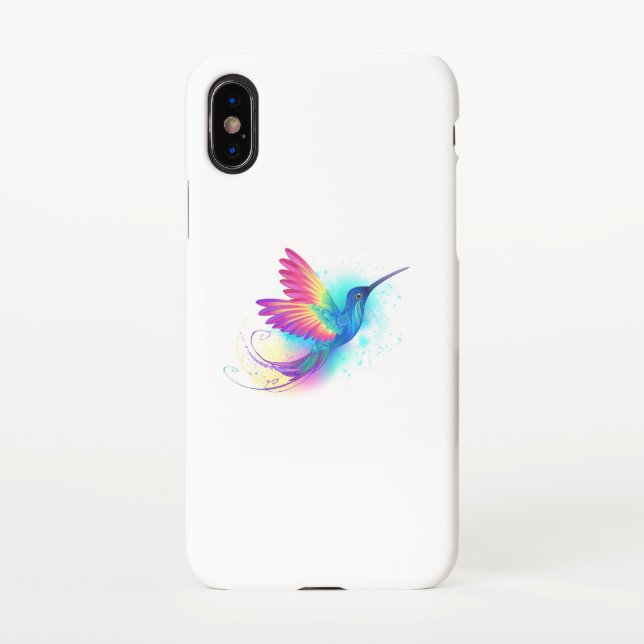 Coque iPhone Colibri arc-en-ciel exotique (Dos)