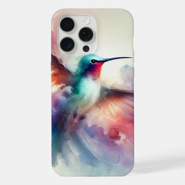 Coque iPhone Colibri élégant à l'aquarelle (Verso)