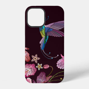 Coque iPhone 12 Colibri et orchidée fleurs tropicales exotiques se