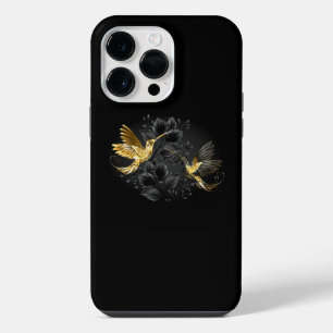 Coque Pour Pour iPhone 14 Pro Max Colibri noir et or