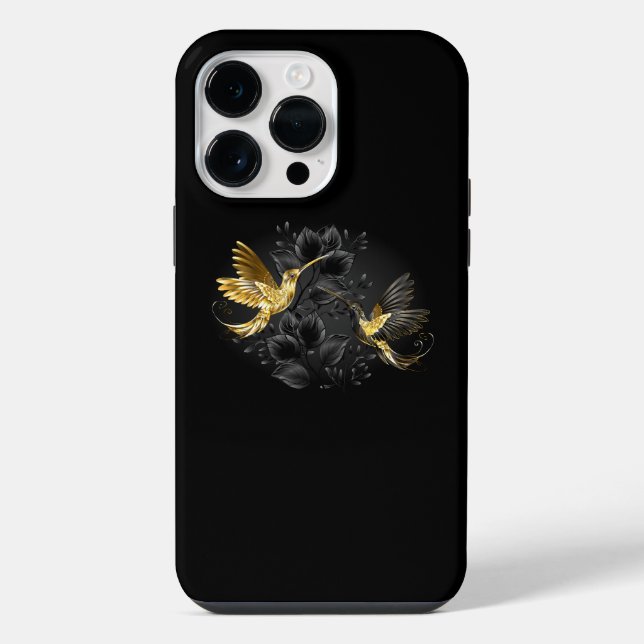 Coque iPhone Colibri noir et or (Verso)