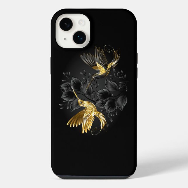 Coque iPhone Colibri noir et or (Verso)