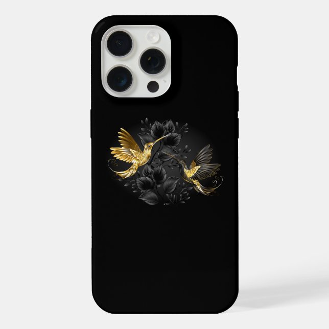 Coque iPhone Colibri noir et or (Verso)