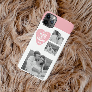 Coque iPhone 11Pro Max Collage Couple Photo & Hugs And Kisses PInk Heart