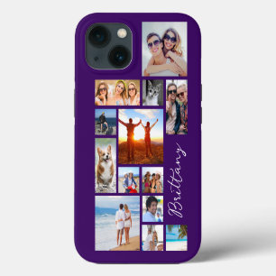 Etui iPhone 13 Collage de 13 photos moderne avec nom de signature
