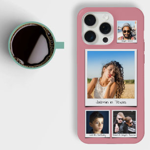 Coque iPhone 15 Pro Max Collage de 4 photos élégant Dusty Pink Slim