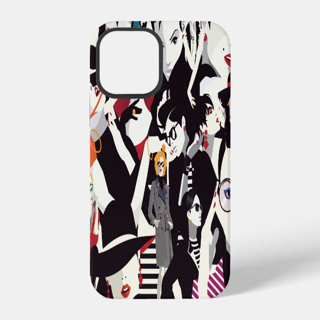 Coque iPhone Collage de filles à la mode : pop art (Verso)