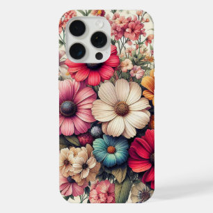 Coque iPhone 15 Pro Max Collage de fleurs vintage coloré mignon