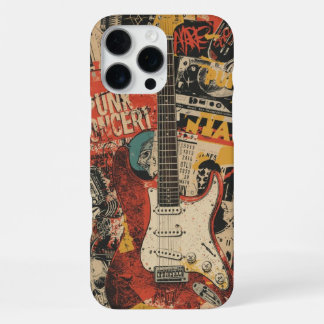 Coque iPhone 16 Pro Max Collage de guitare Rock Punk Art musical pour les