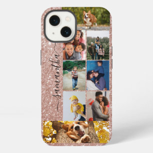 Etui iPhone 13 Collage de photos Calligraphie Monogramme Nom Pail
