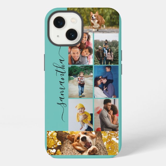 Coque iPhone Collage de photos calligraphie monogramme nom scri (Verso)