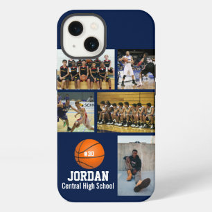 Etui iPhone 13 Collage de photos de basketball personnalisé Nom É