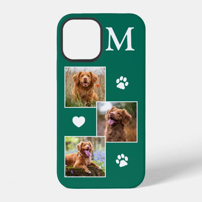 Coque iPhone Collage de photos de compagnie Monogramme Initiale (Verso)