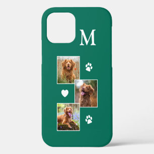 Coque iPhone 12 Collage de photos de compagnie Monogramme Initiale