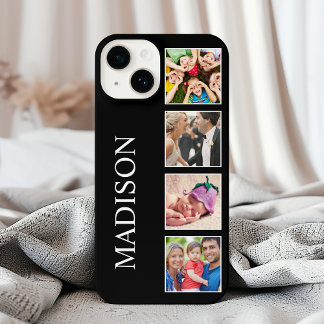 Coque iPhone 16 Plus Collage de photos de famille personnalisé noir