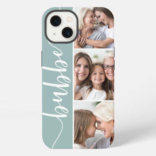 Coque iPhone Collage de photos de grand-mère Bubbe Script (Verso)