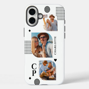 Coque iPhone 16 Plus Collage de photos de nom de monogramme 3 Tendance