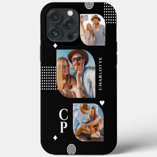 Etui iPhone 13 Pro Max Collage de photos de nom de monogramme 3 Tendance