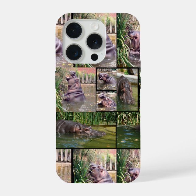Coque iPhone Collage de photos d'hippopotame,  (Verso)
