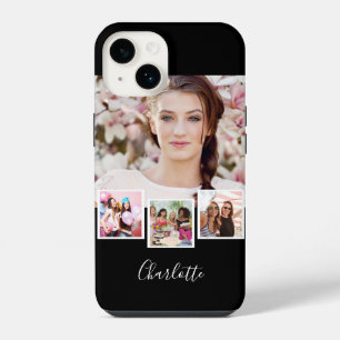 Coque Pour iPhone 14 Collage de photos noir blanc nom