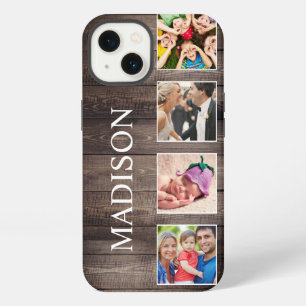 Etui iPhone 13 Collage de photos personnalisé Famille Rustique de