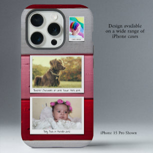 Coque iPhone 15 Pro Collage de photos personnalisé rouge rose